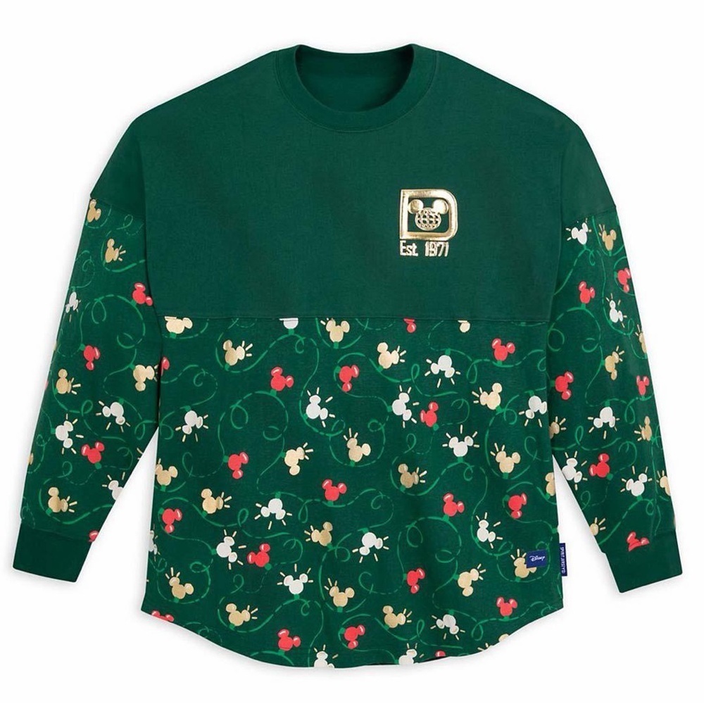 Disney Mickey holiday lights spirit Crewneck Jersey 2024 girls size large 11/12